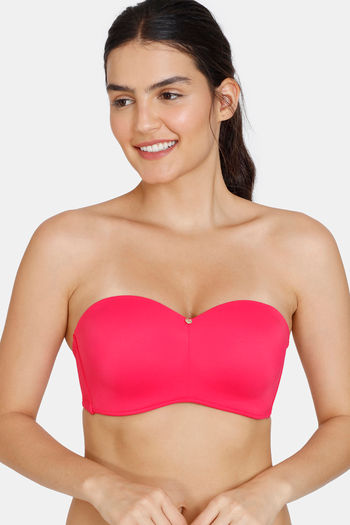 Buy Zivame Innovation Padded Non Wired 3/4th Coverage Strapless Bra - Virtual Pink